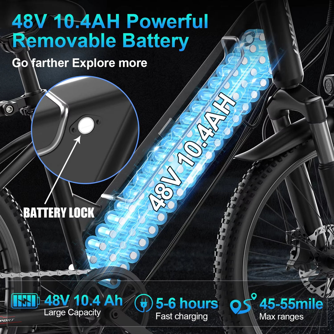 DEEPOWER F26 City Electric Bike – 750W Brushless Motor • 48V 7.8Ah Lithium Battery • 27.5” Lightweight Road E-Bike • 40 km/h Commuter Bicycle for Adults & Women