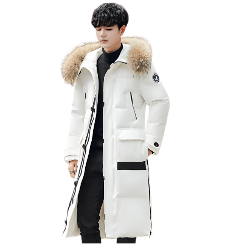 Men’s Luxury Duck Down Winter Parka – Long Windproof Fur Collar Coat | SwiftMart™