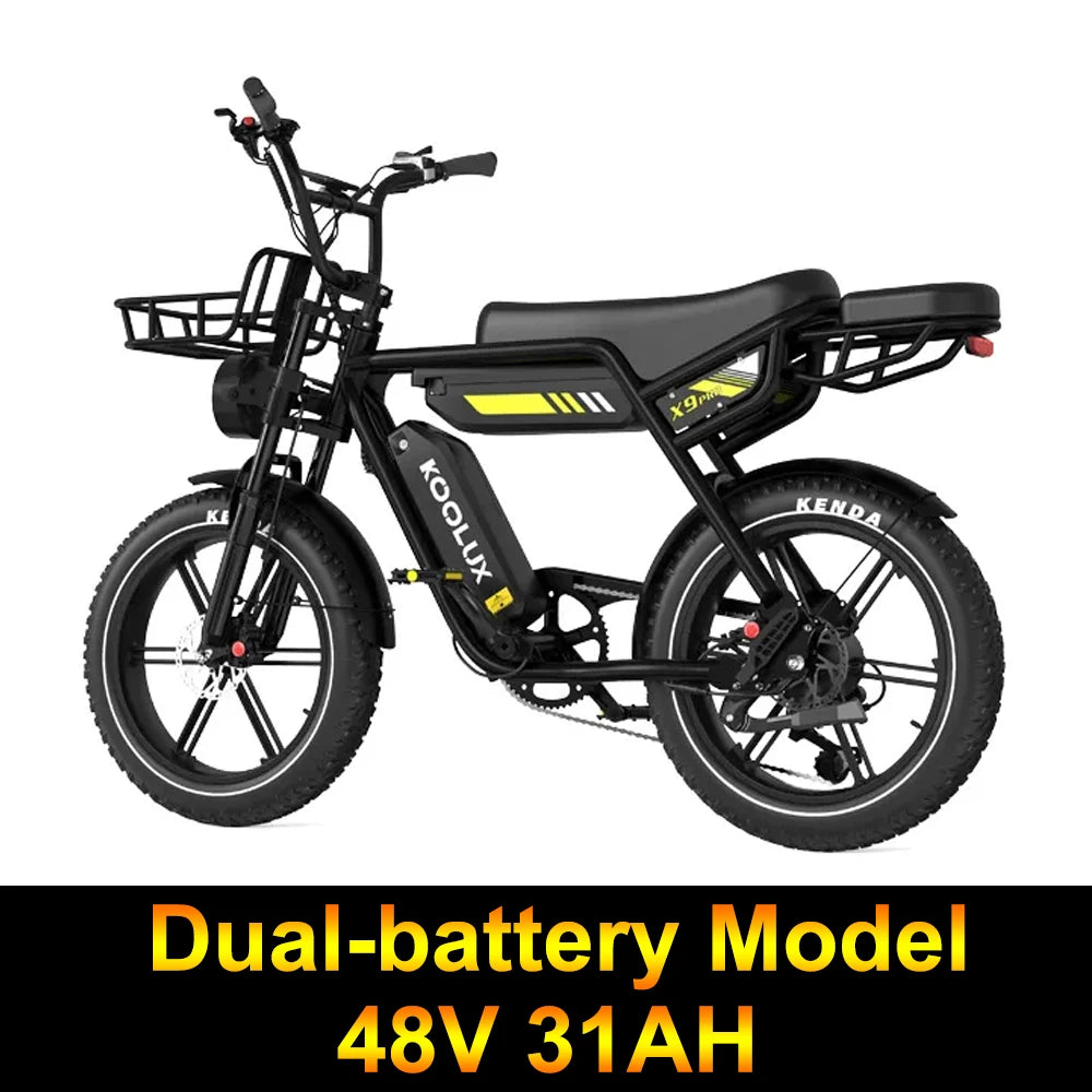 KOOLUX X9 Pro – 750W Electric City & Mountain Bike | 48V 31.2Ah Dual/Single Battery Options | 20" Fat Tire E-Bike | Long-Range Urban Commuter | Adult Electric Bicycle