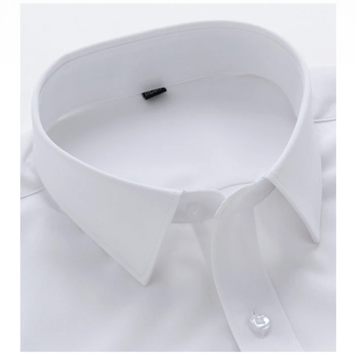 Summer men's long-sleeved non-ironing elastic business casual waterproof, anti-fouling, oil-proof, three-proof white shirt S~8XL