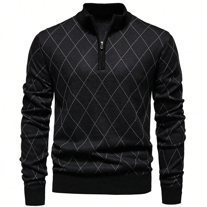Mens Fashion Sweater Half Zip Collar Knit Pullover Casual Sport Golf Sweaters American Size Male Autumn Winter Clothes