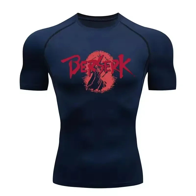 Anime Berserk Compression T-shirt Men Elastic Tight Sportswear Short-sleeved Gym Bodybuilding Quick-drying Sweatshirt Top S-3XL