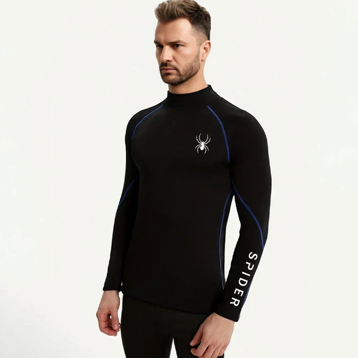 Mens Running T-shirts Compression Long Sleeve Sport Shirts Spider Printing Fitness Training Jogging Gym Quick Dry Tee