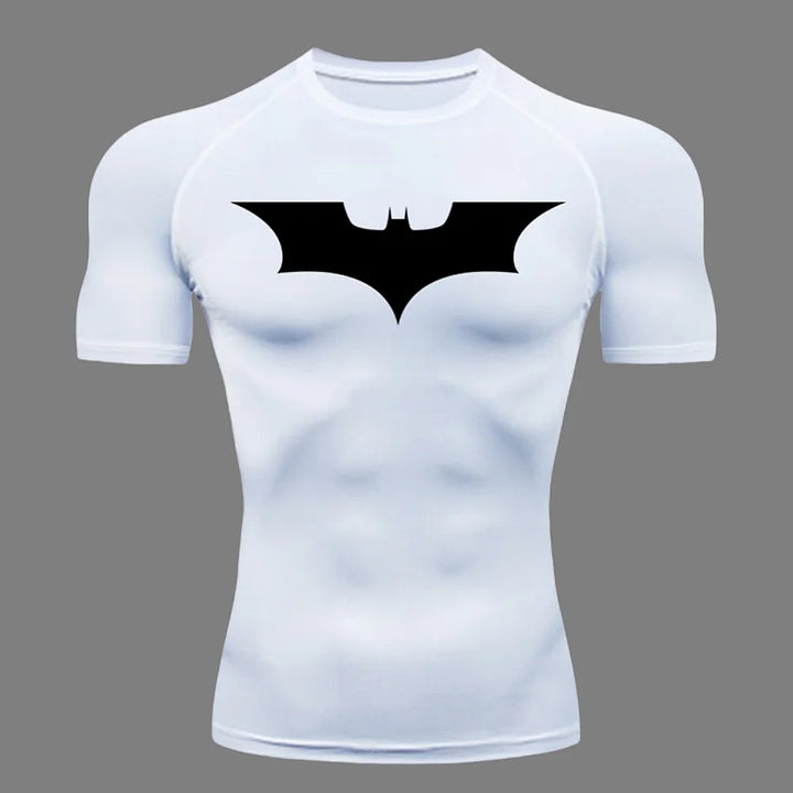 Fitness tight fitting shirt, men's superhero sports running T-shirt, sun resistant short sleeved quick drying round neck T-shirt