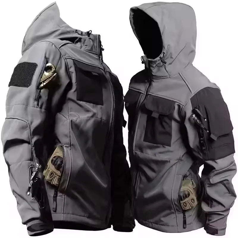 New Autumn WinterTactical Jackets Men Military Soft Shell Waterproof Windproof Hooded Jacket Outdoor Functional Multi-pockets