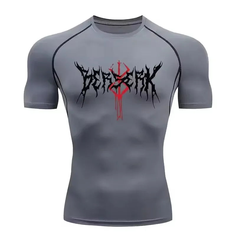 Anime Berserk Compression T-shirt Men Elastic Tight Sportswear Short-sleeved Gym Bodybuilding Quick-drying Sweatshirt Top S-3XL