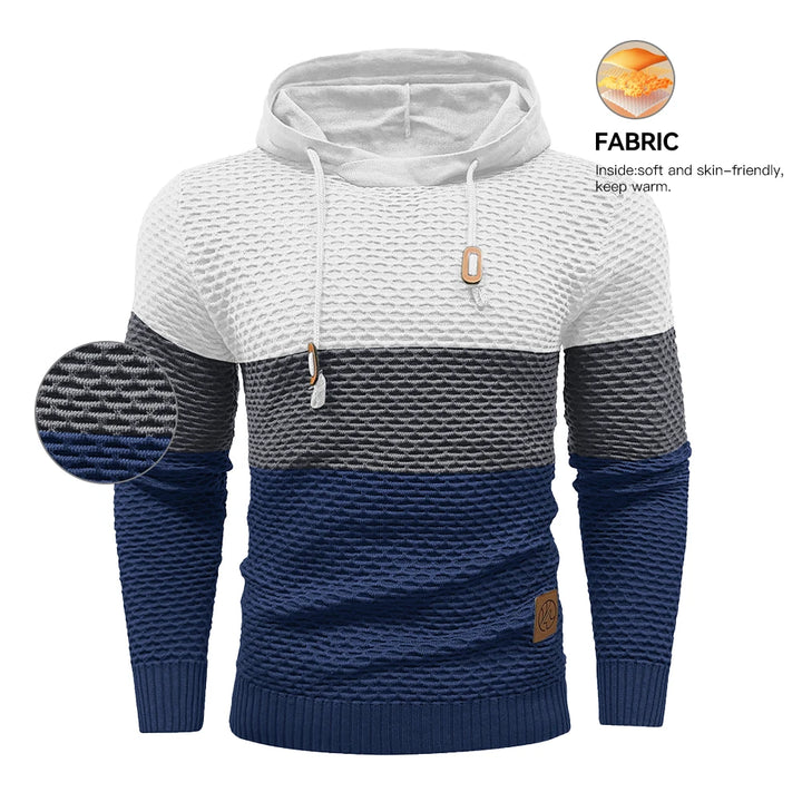 Men's Sweater Spring New Sport Warm Form Fitting Knit Pullover Sweater Hoodie Drawstring Hoodies Casual Sweatshirt US Size