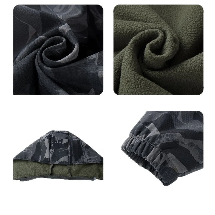 Men's Autumn Winter Fleece Lined Camouflage Work Jacket Windproof Waterproof Warm Outdoor Car Repairing Coat