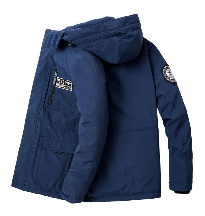 Winter Military Workwear Cotton Jacket Men Loose Large Size Fleece Lined Casual Thick Outdoor Mid-Length Cotton Coat