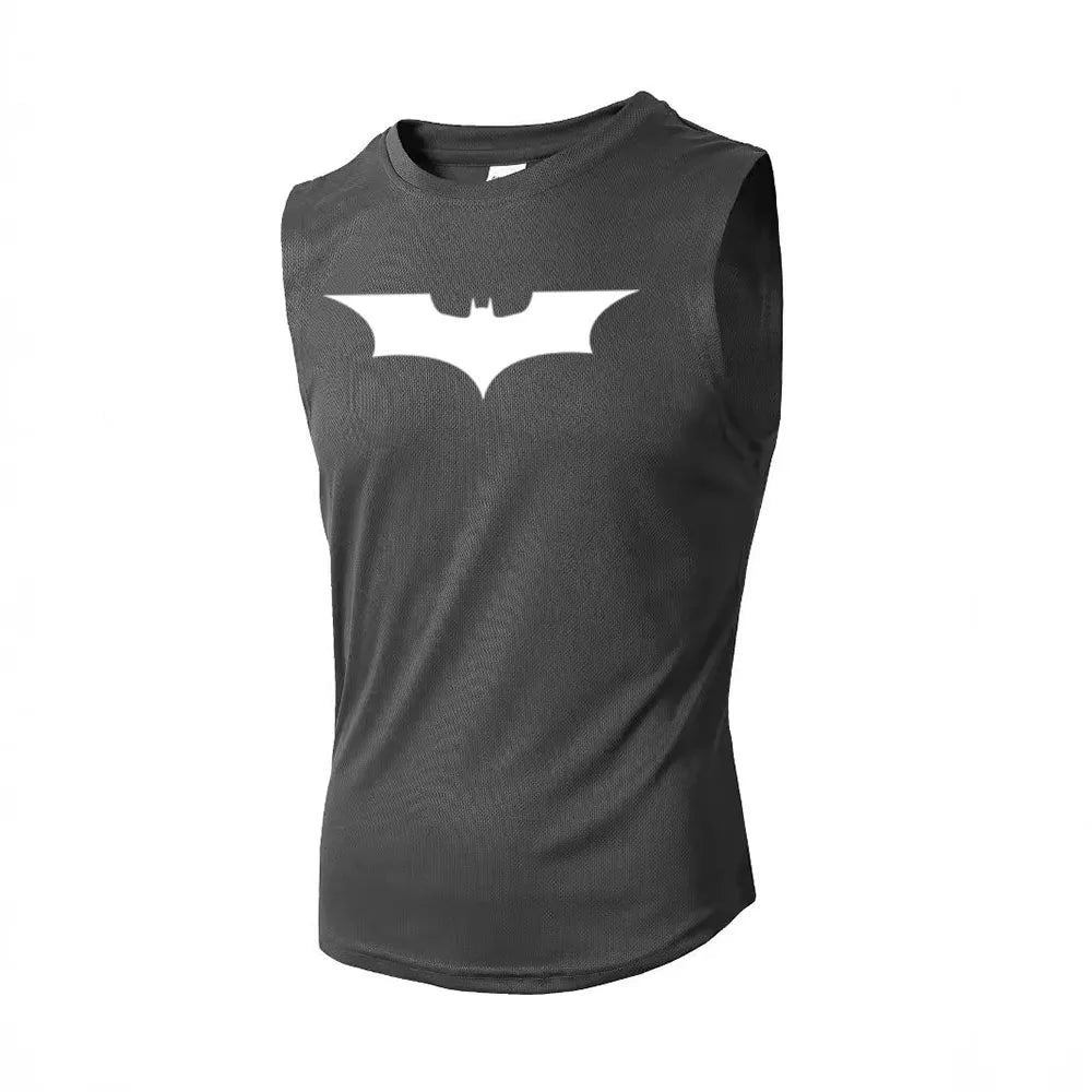 Bat Printed Men's Loose Sleeveless T-shirt Autumn inner wear Running  T Shirt Gym Fitness Jogging Vest Male Casual Shirt Tops