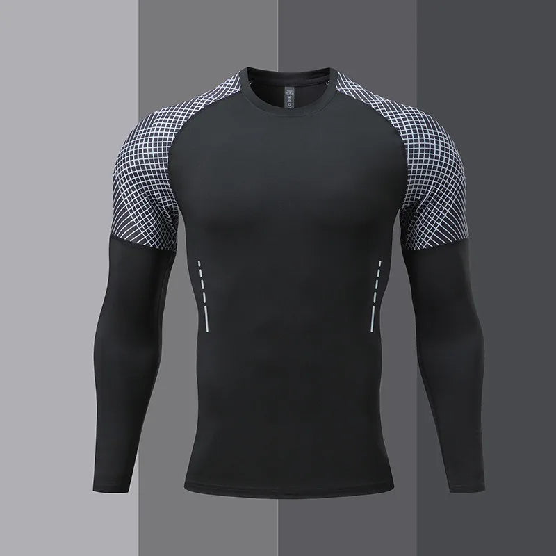 Men's fashionable outdoor fitness long sleeved T-shirt, sun protection clothing, fitness casual compression shirt
