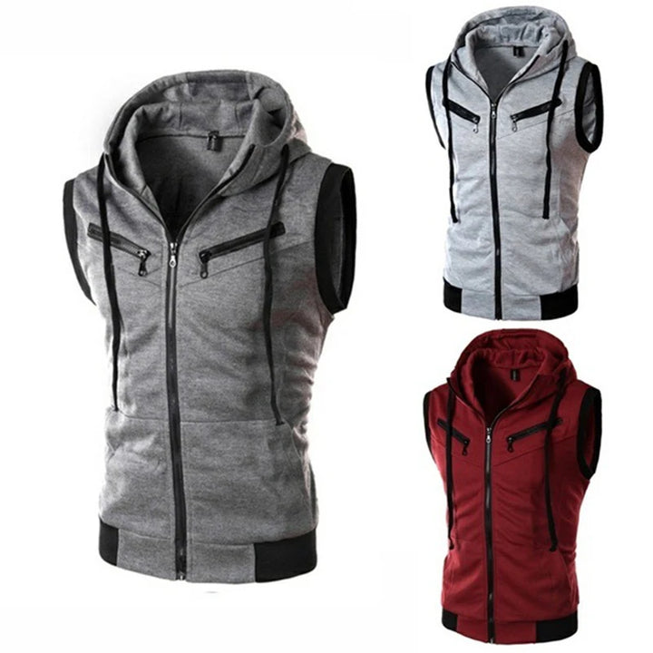 2026 New Fashion Zipper Cardigan Sweater Mens Sleeveless Hooded Vest Jacket Plus Size S-4XL Streetwear Vest Hoodies