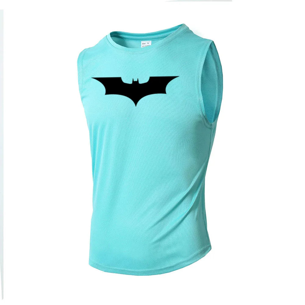 Bat Printed Men's Loose Sleeveless T-shirt Autumn inner wear Running  T Shirt Gym Fitness Jogging Vest Male Casual Shirt Tops