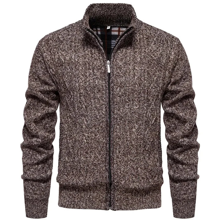 Men's Knitted Sweater Casual Fleece Lined Open Cardigan Jacket Fashionable Autumn Winter New Style Comfortable Soft Material
