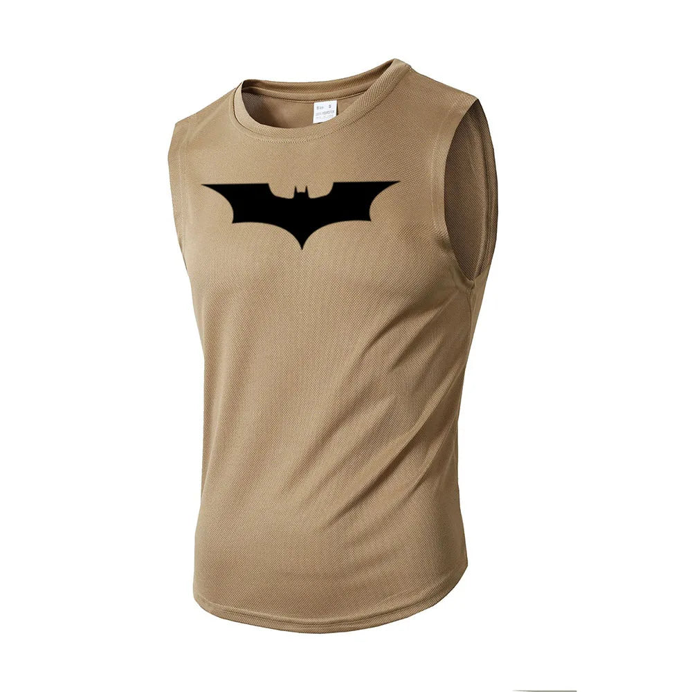 Bat Printed Men's Loose Sleeveless T-shirt Autumn inner wear Running  T Shirt Gym Fitness Jogging Vest Male Casual Shirt Tops