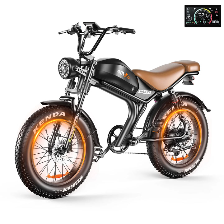 EMOKO C93 Retro Electric Bike – 1000W Brushless Motor • 48V 20Ah Lithium Battery • 20×4” Fat Tire City & Off-Road E-Bike • Long-Range Adult Mountain Bicycle