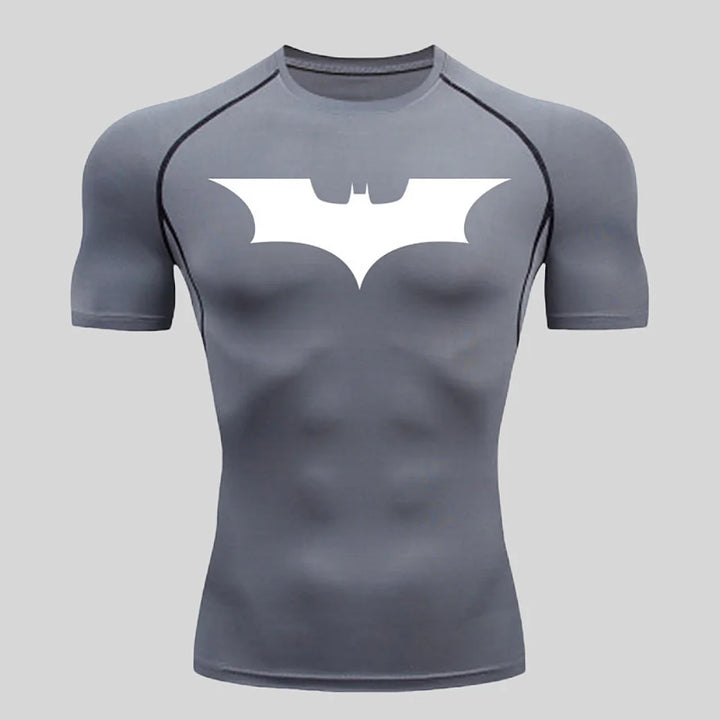 Fitness tight fitting shirt, men's superhero sports running T-shirt, sun resistant short sleeved quick drying round neck T-shirt