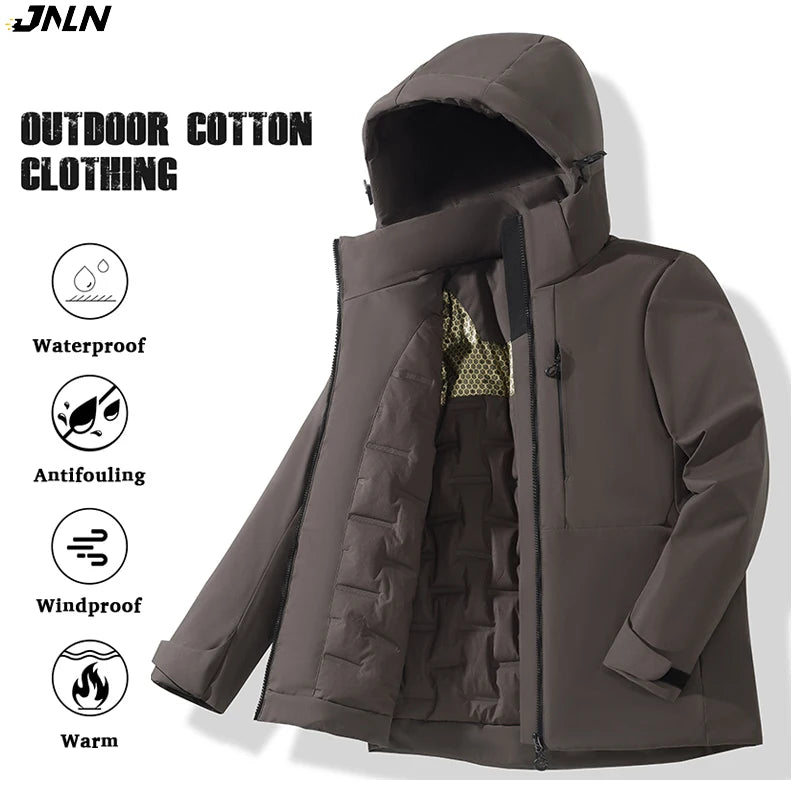 JNLN Unisex Waterproof Fleece Jackets Winter Windproof Thermal Windbreaker Men Women Hiking Camping Skiing Climbing Raincoat