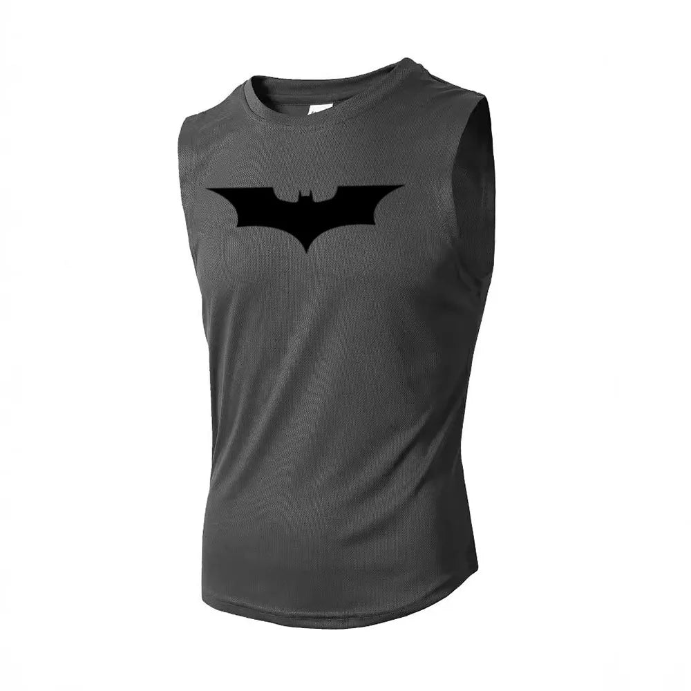 Bat Printed Men's Loose Sleeveless T-shirt Autumn inner wear Running  T Shirt Gym Fitness Jogging Vest Male Casual Shirt Tops