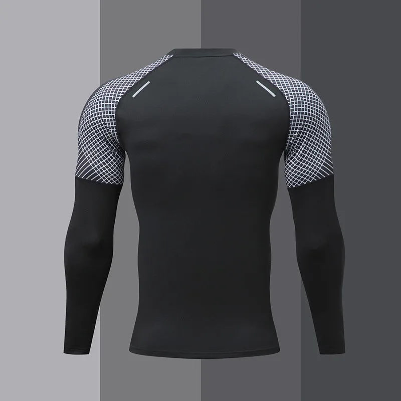Men's fashionable outdoor fitness long sleeved T-shirt, sun protection clothing, fitness casual compression shirt