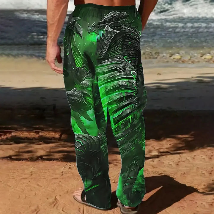 Men Loose Casual Pocket Draw Rope Sports Sweatpants Fashion Dragon And Hand Printed Sweatpants Winter New Thick Warm Sweatpants