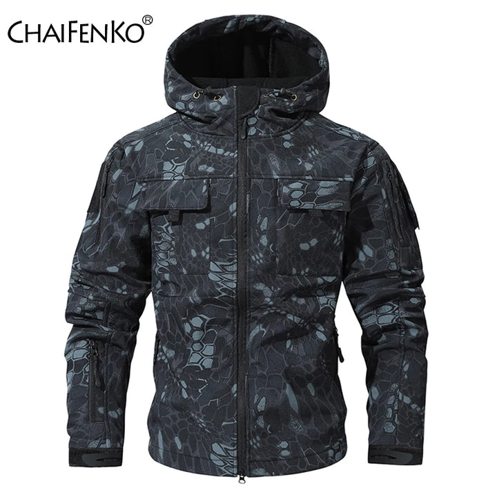 Men Lurker Shark Skin Soft Shell Tactical Jacket Waterproof Fleece Hooded Coat Hunt Clothes Autumn Outdoor Camouflage Jacket Men