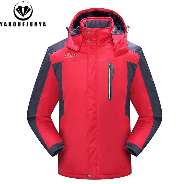 9XL New Winter Men Outwear Fleece Warm Removable Hooded Jacket Men Outdoor Skiing Windbreaker Waterproof Casual Jacket Coat Male