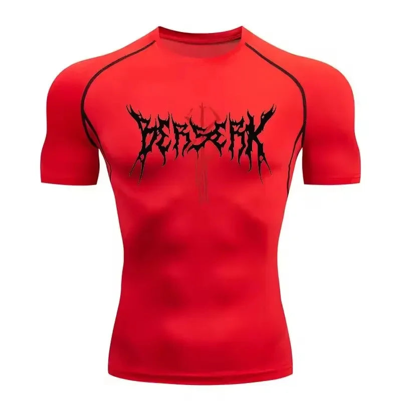 Anime Berserk Compression T-shirt Men Elastic Tight Sportswear Short-sleeved Gym Bodybuilding Quick-drying Sweatshirt Top S-3XL
