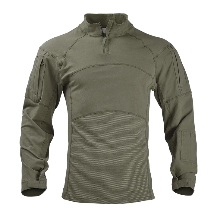 Men's Long Sleeve Tactical Shirts Combat Shirt 1/4 Zipper Ripstop Elastic Cotton Military Hiking Hunting Clothes