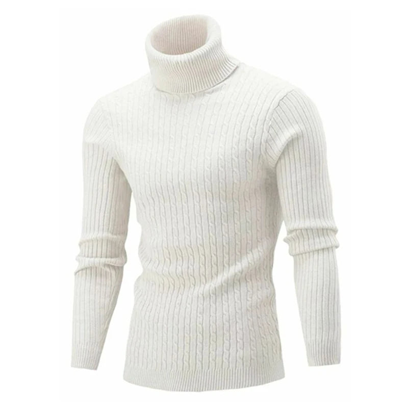 Autumn Winter Men's Warm Sweater Long Sleeve Turtleneck Sweater Retro Knitted Sweater Pullover Sweater