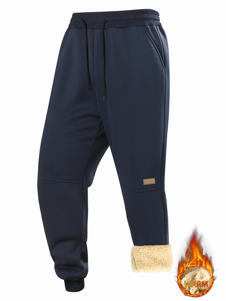 Pants for men in autumn and winter, thickened with fleece for outerwear, casual pants, warm lamb wool sports sweatpants