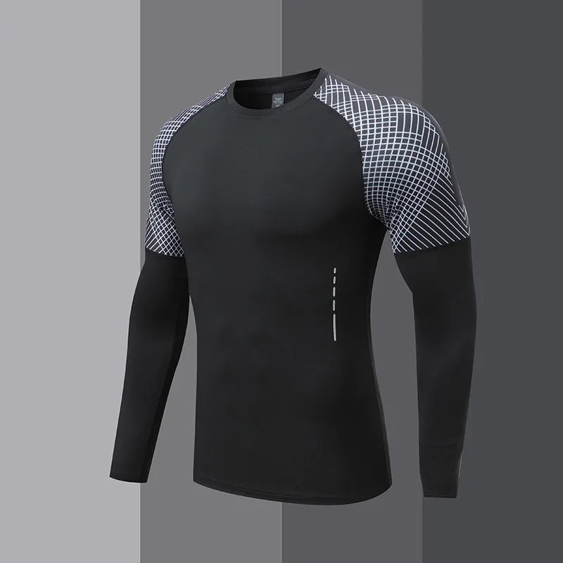 Men's fashionable outdoor fitness long sleeved T-shirt, sun protection clothing, fitness casual compression shirt