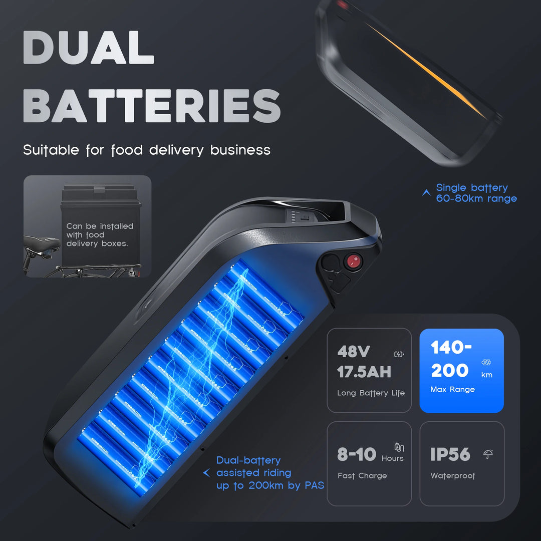 EMOKO EC27 – 500W Electric Mountain & Delivery Bike | 48V 45Ah Dual Removable Batteries | 27.5" Tires | Hydraulic Brakes | Long-Range Adult E-Bike