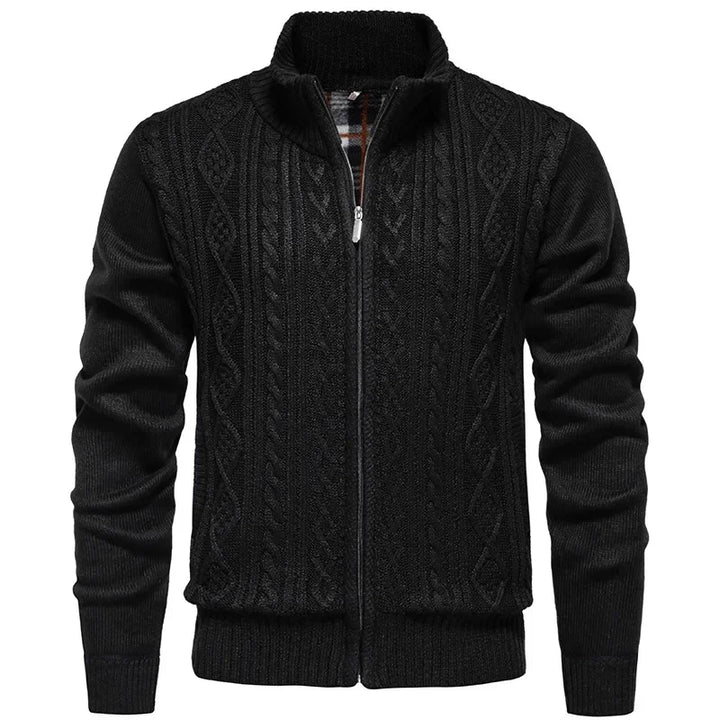 Men's Knitted Sweater Casual Fleece Lined Open Cardigan Jacket Fashionable Autumn Winter New Style Comfortable Soft Material