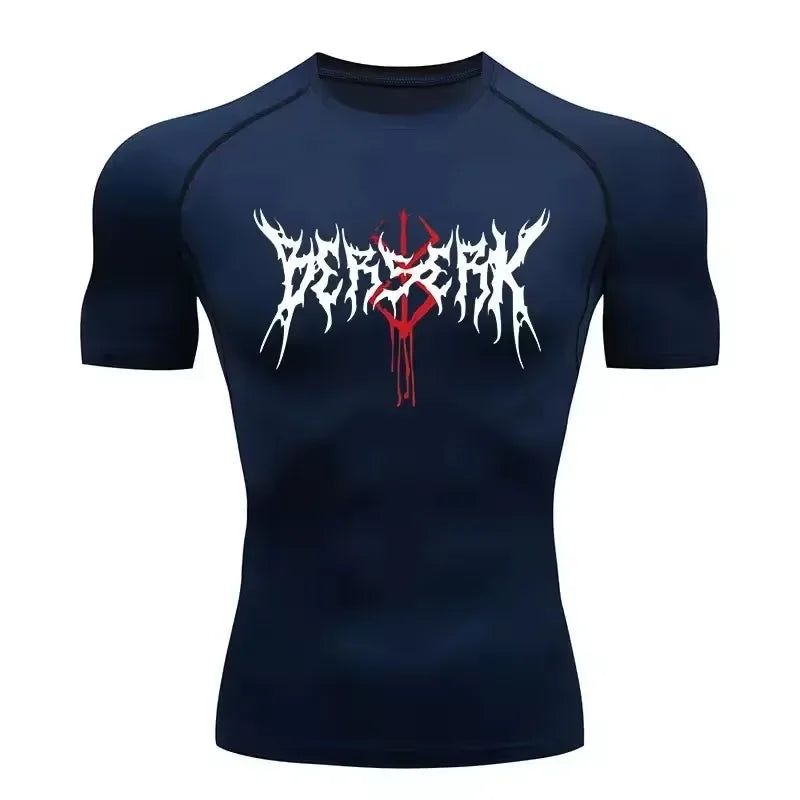 Anime Berserk Compression T-shirt Men Elastic Tight Sportswear Short-sleeved Gym Bodybuilding Quick-drying Sweatshirt Top S-3XL