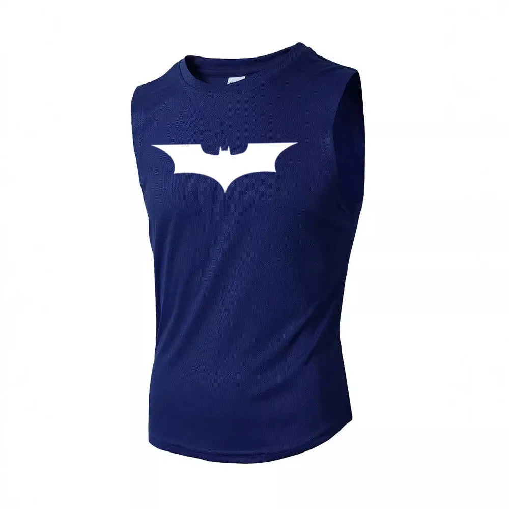 Bat Printed Men's Loose Sleeveless T-shirt Autumn inner wear Running  T Shirt Gym Fitness Jogging Vest Male Casual Shirt Tops