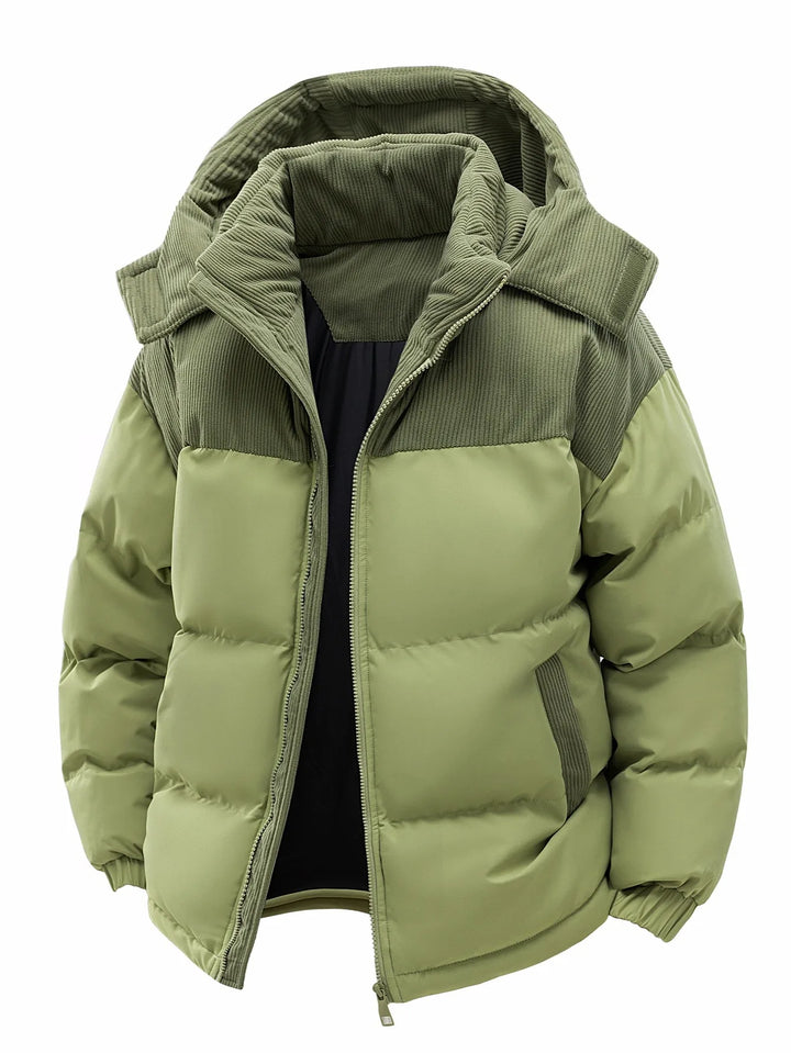 Men's Hooded Cotton Jacket, Thickeneded and Warm in Winter, Windproof and Cold-Resistant, Simple and Versatile for Work Clothing