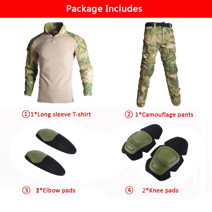 Camo Tactical Uniform Airsoft Ripstop Suit Multi Pocket Suits Hunting Pants Men Trainning Shirts Airsoft Paintball Clothes Sets