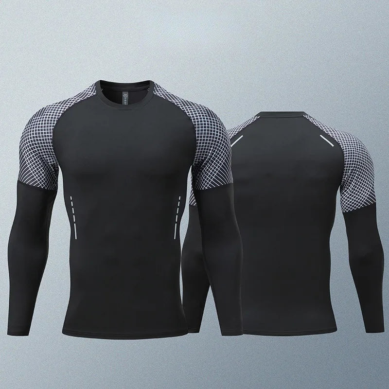 Men's fashionable outdoor fitness long sleeved T-shirt, sun protection clothing, fitness casual compression shirt