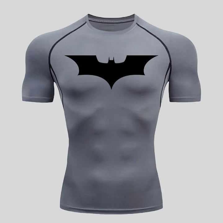 Fitness tight fitting shirt, men's superhero sports running T-shirt, sun resistant short sleeved quick drying round neck T-shirt