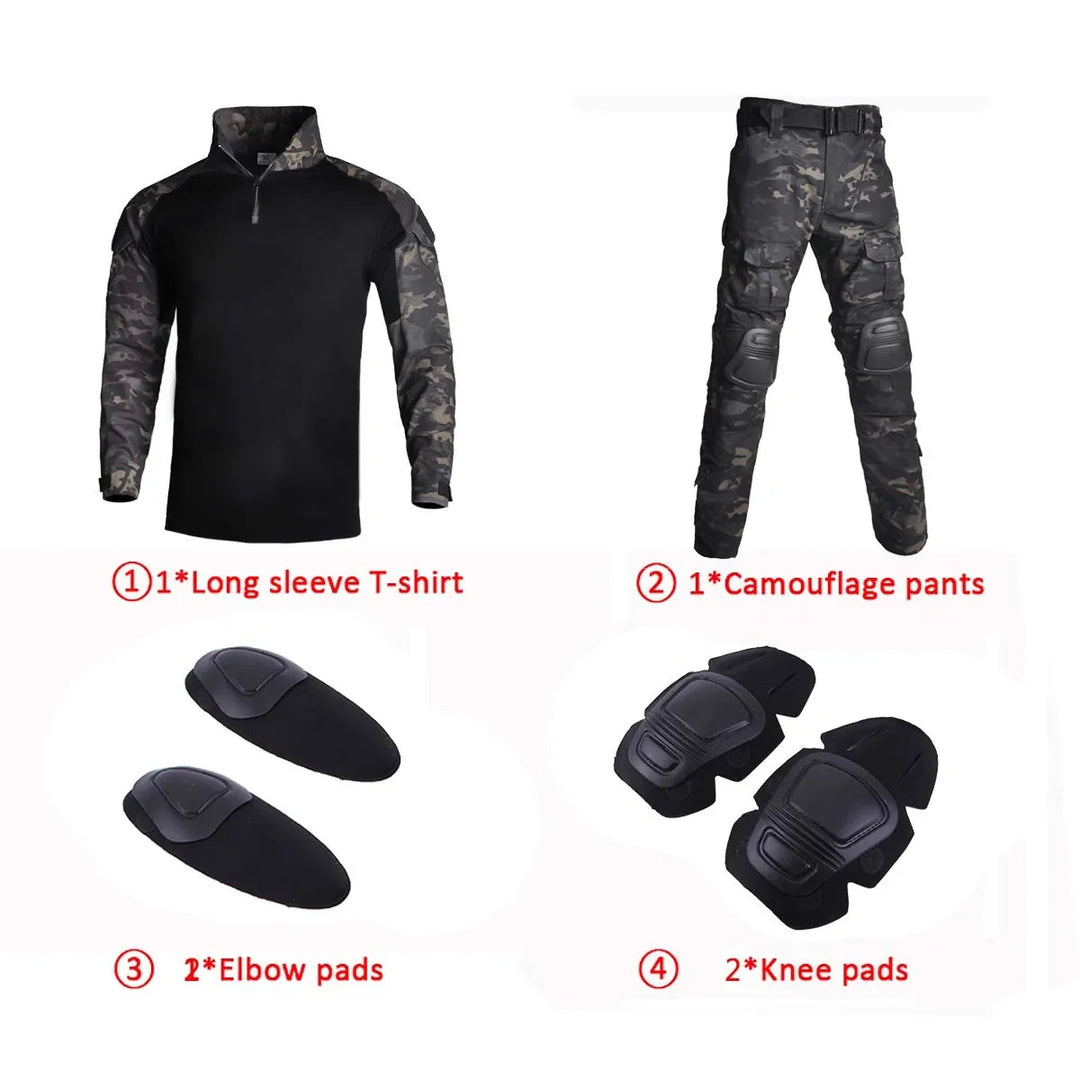 Camo Tactical Uniform Airsoft Ripstop Suit Multi Pocket Suits Hunting Pants Men Trainning Shirts Airsoft Paintball Clothes Sets