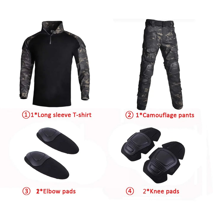 Camo Tactical Uniform Airsoft Ripstop Suit Multi Pocket Suits Hunting Pants Men Trainning Shirts Airsoft Paintball Clothes Sets