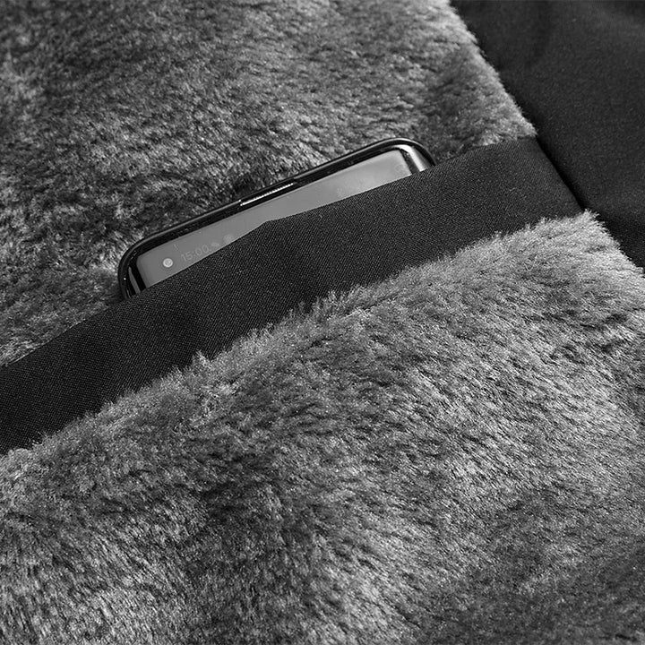 Thickened Fleece Autumn Winter Cotton Jacket Men's Casual Hooded Warmth Outerwear Fashionable Street Style Zipper Closure Cot...