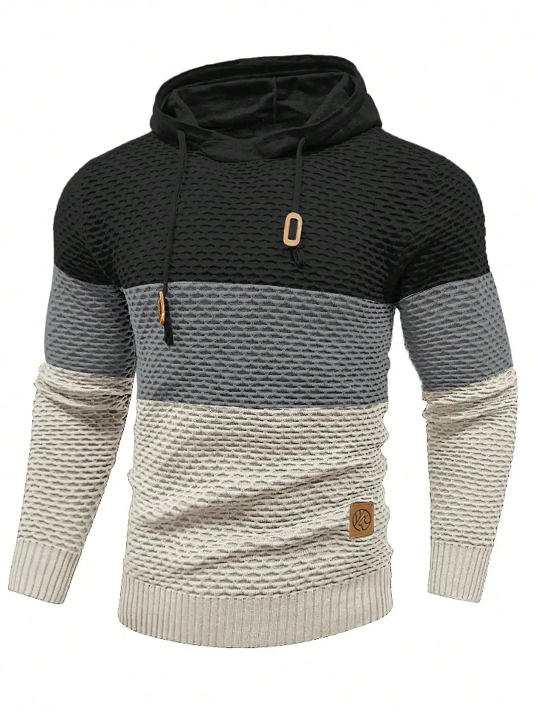 Men's Sweater Spring New Sport Warm Form Fitting Knit Pullover Sweater Hoodie Drawstring Hoodies Casual Sweatshirt US Size