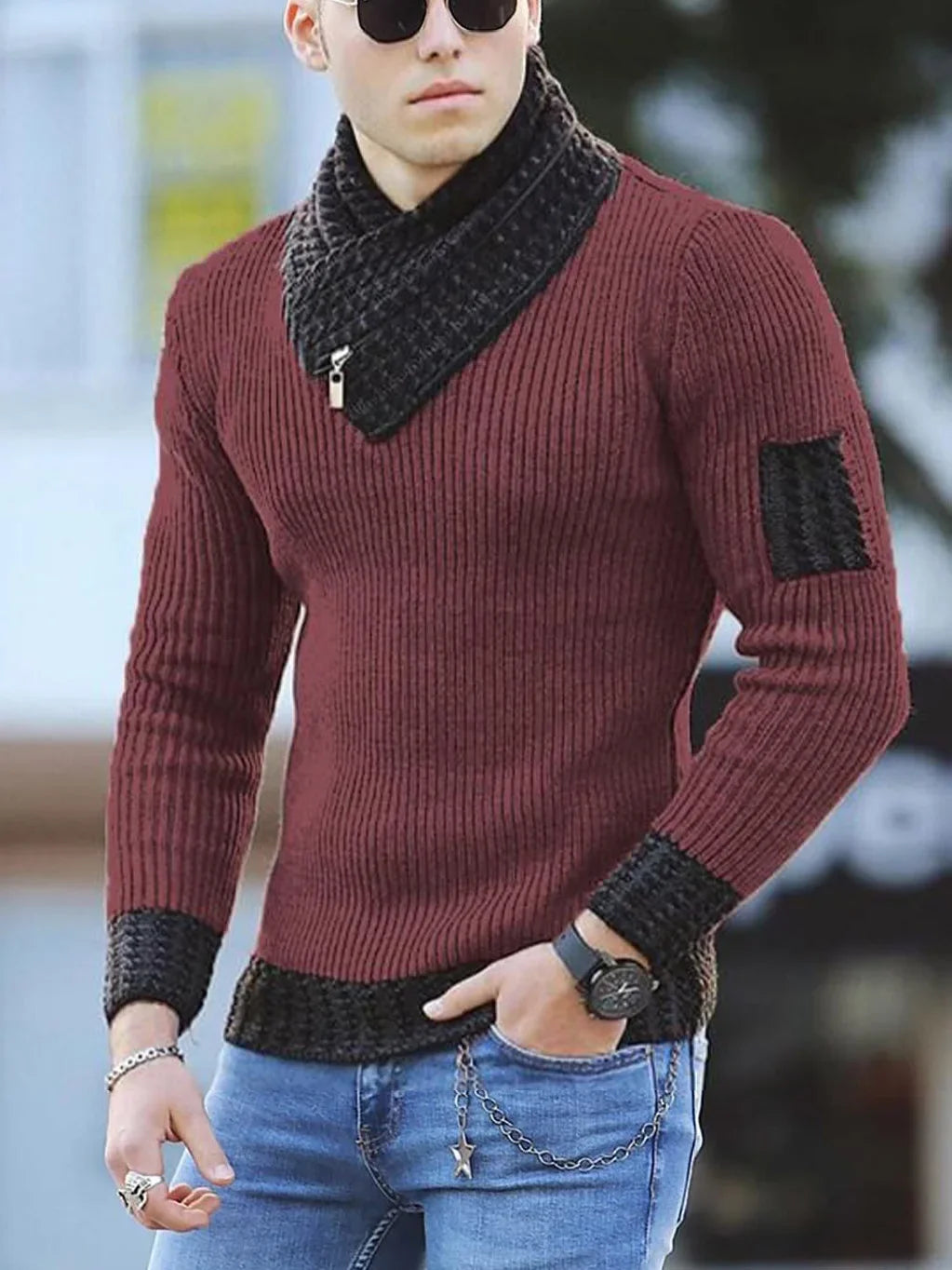 2026 New Men's Sweater Knit Pullover Casual Long Sleeve Sweater Jacket Trendy European American Style Fashionable Men's Wear