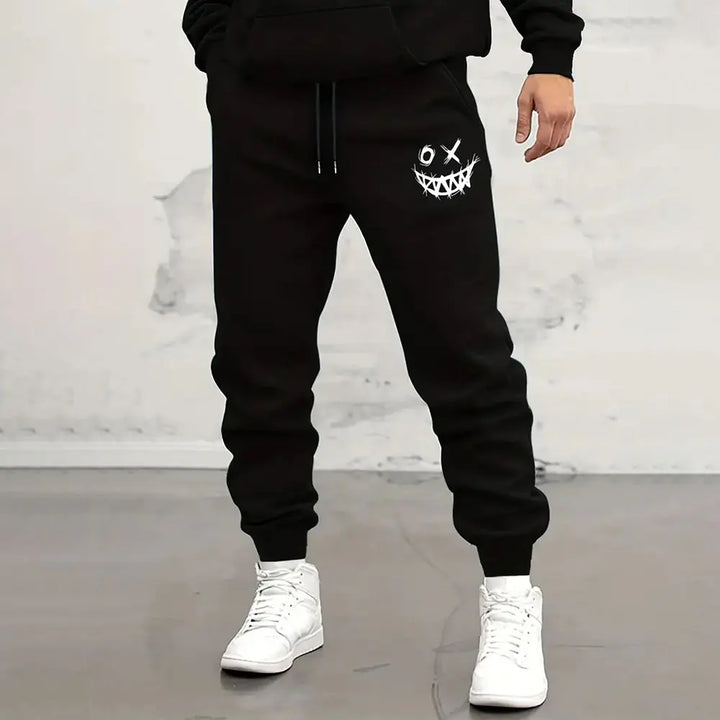 Men Loose Casual Pocket Draw Rope Sports Sweatpants Fashion Dragon And Hand Printed Sweatpants Winter New Thick Warm Sweatpants