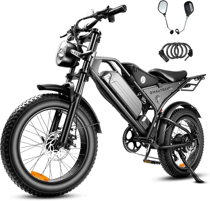 48V 1000W Fat Tire Electric Bike – 28mph Top Speed, 15Ah Removable Battery, 24-Mile Range, 20" All-Terrain Mountain E-Bike | Off-Road Powerful Brushless Motor Bicycle