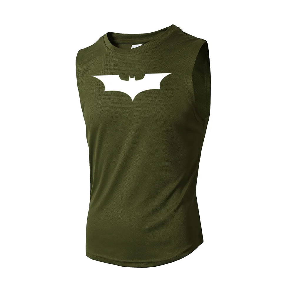 Bat Printed Men's Loose Sleeveless T-shirt Autumn inner wear Running  T Shirt Gym Fitness Jogging Vest Male Casual Shirt Tops