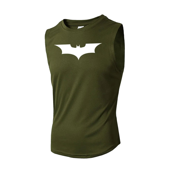 Bat Printed Men's Loose Sleeveless T-shirt Autumn inner wear Running  T Shirt Gym Fitness Jogging Vest Male Casual Shirt Tops