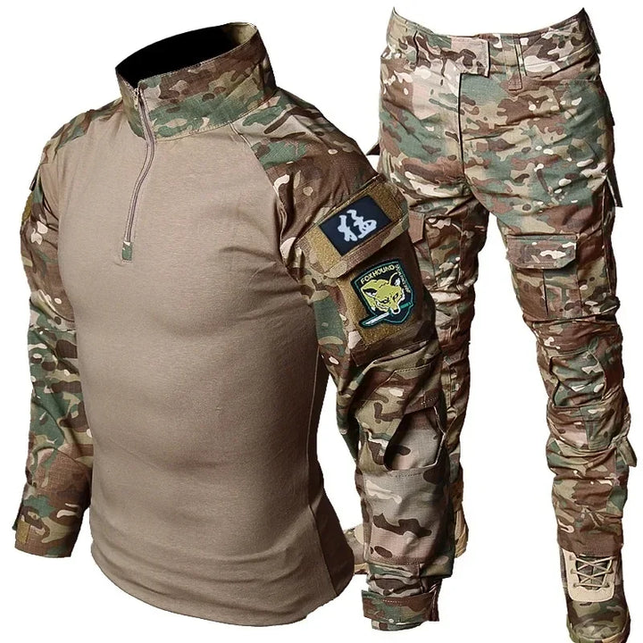 Camo Tactical Uniform Airsoft Ripstop Suit Multi Pocket Suits Hunting Pants Men Trainning Shirts Airsoft Paintball Clothes Sets